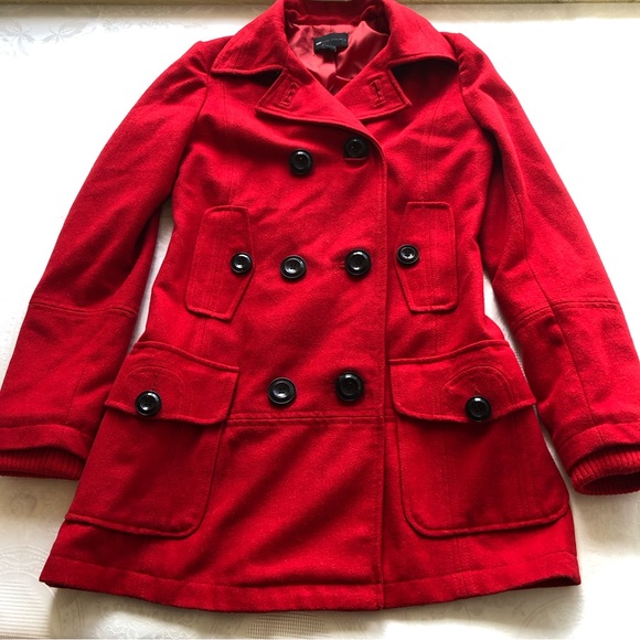 MNG Red Wool Blend Trench Winter Coat Jacket Casual Sportswear Women’s Size M - Picture 16 of 16